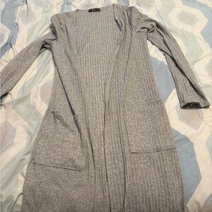 Pinc Light Gray Ribbed Cardigan